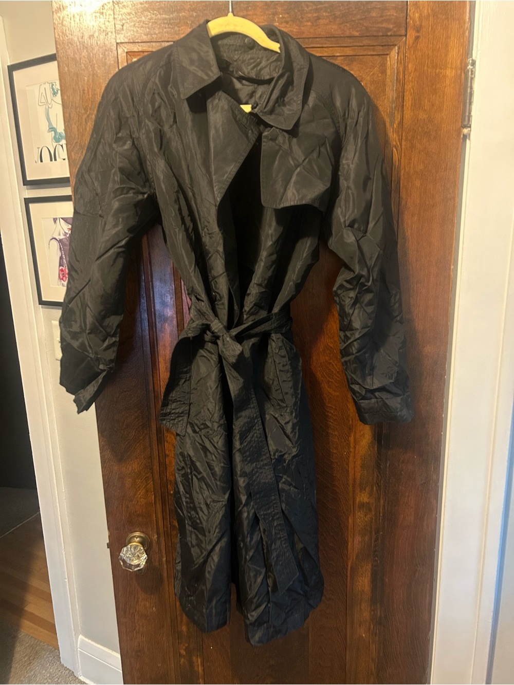 Vintage Drizzle for Neiman Marcus Black Trench Coat, Size 12, Made in USA